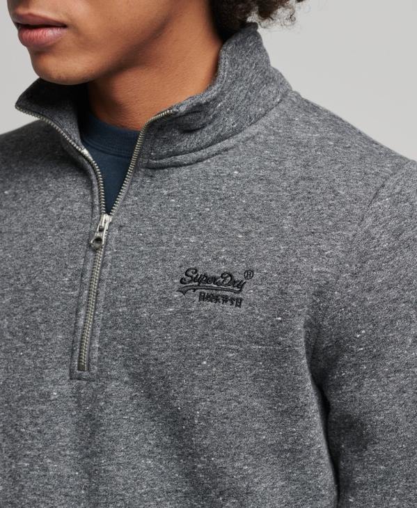 Superdry Hommes sweat henley zippé en coton bio à logo vintage D64Z5105 vêtements gris foncé