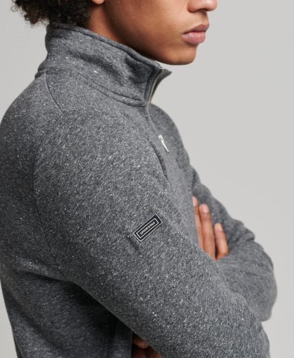 Superdry Hommes sweat henley zippé en coton bio à logo vintage D64Z5105 vêtements gris foncé