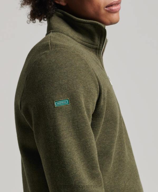 Superdry Hommes sweat henley zippé en coton bio à logo vintage D64Z5122 vêtements kaki