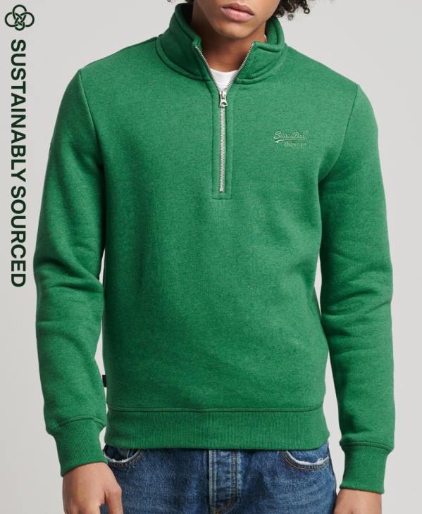 Superdry Hommes sweat henley zippé en coton bio à logo vintage D64Z5133 vêtements vert