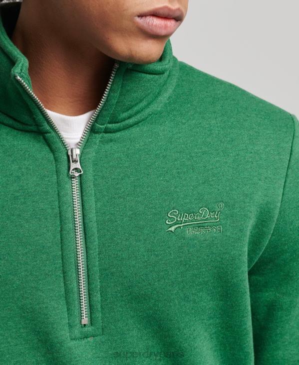 Superdry Hommes sweat henley zippé en coton bio à logo vintage D64Z5133 vêtements vert