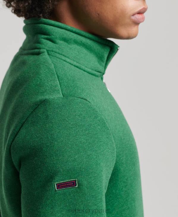 Superdry Hommes sweat henley zippé en coton bio à logo vintage D64Z5133 vêtements vert