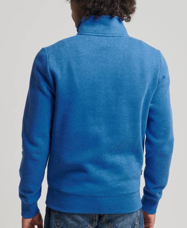 Superdry Hommes sweat henley zippé en coton bio à logo vintage D64Z5193 vêtements bleu