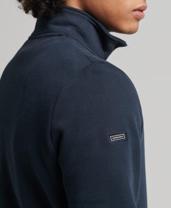Superdry Hommes sweat henley zippé en coton bio à logo vintage D64Z5229 vêtements marine