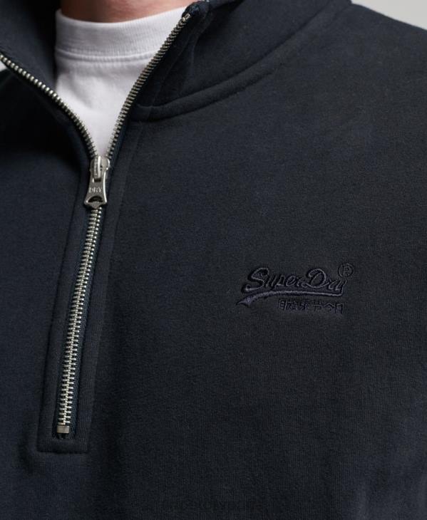 Superdry Hommes sweat henley zippé à logo vintage brodé D64Z104 vêtements marine