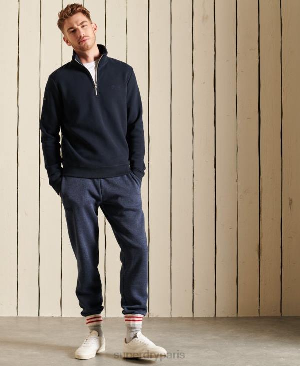 Superdry Hommes sweat henley zippé à logo vintage brodé D64Z5038 vêtements marine