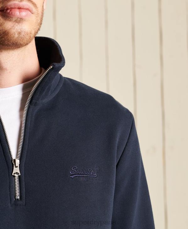 Superdry Hommes sweat henley zippé à logo vintage brodé D64Z5038 vêtements marine