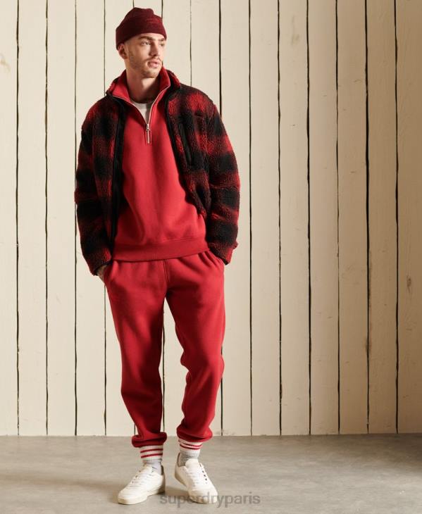 Superdry Hommes sweat henley zippé à logo vintage brodé D64Z5231 vêtements rouge