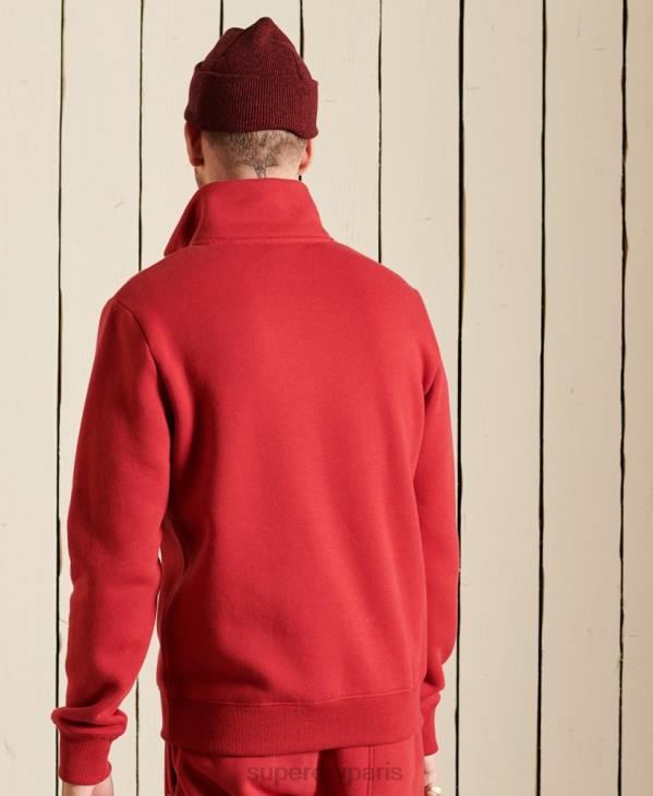 Superdry Hommes sweat henley zippé à logo vintage brodé D64Z5231 vêtements rouge