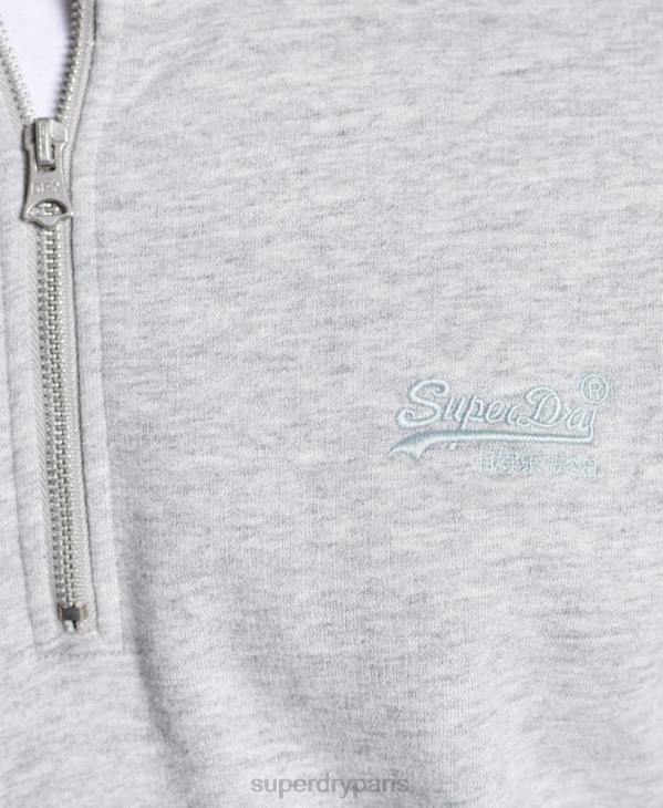 Superdry Hommes sweat henley zippé à logo vintage brodé D64Z779 vêtements gris
