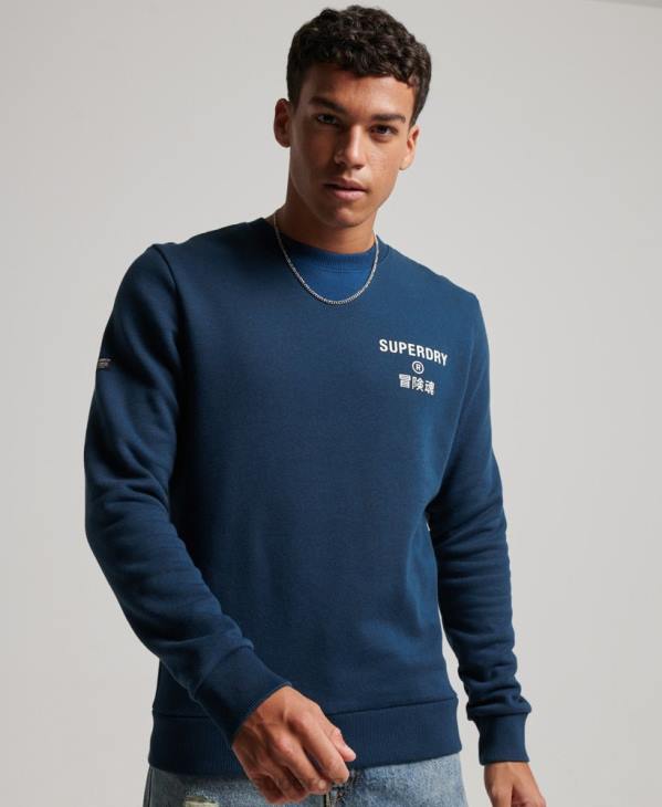 Superdry Hommes sweat à logo imprimé D64Z847 vêtements bleu