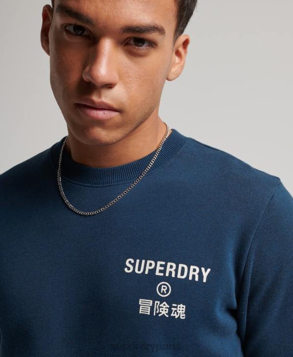 Superdry Hommes sweat à logo imprimé D64Z847 vêtements bleu