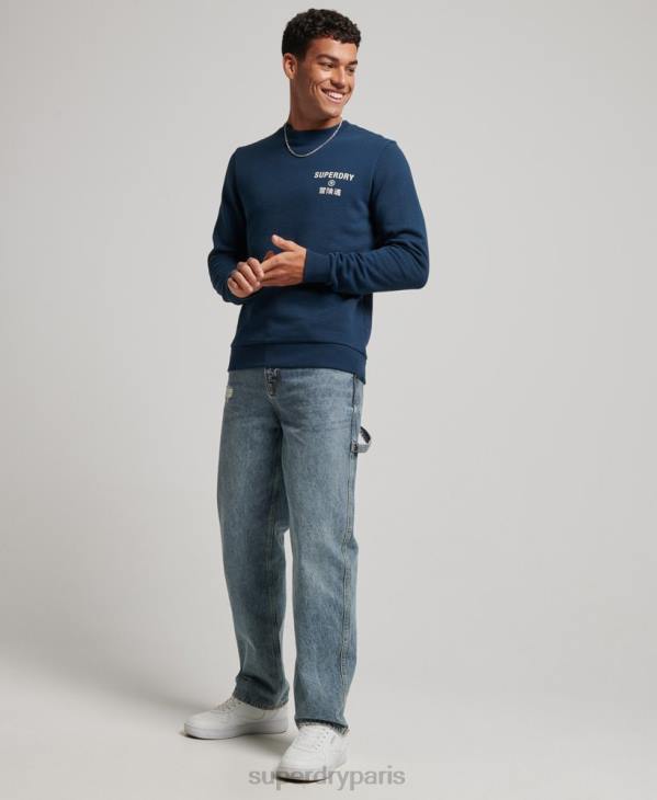 Superdry Hommes sweat à logo imprimé D64Z847 vêtements bleu