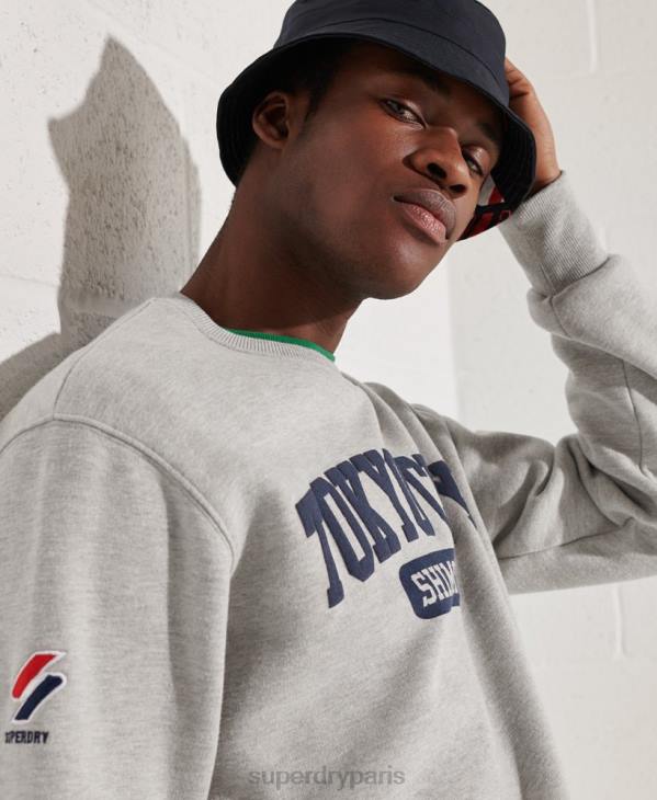 Superdry Hommes sweat oversize city college D64Z895 vêtements gris