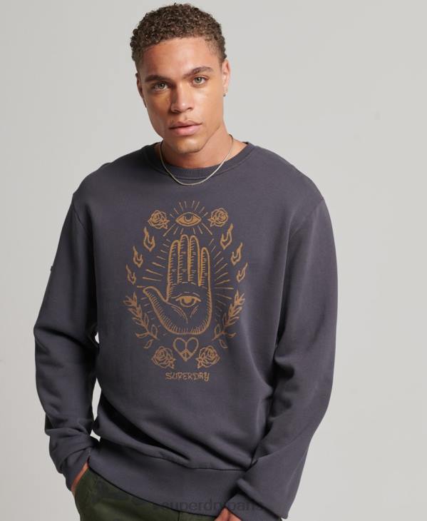 Superdry Hommes sweat psych rock crew D64Z5111 vêtements gris foncé