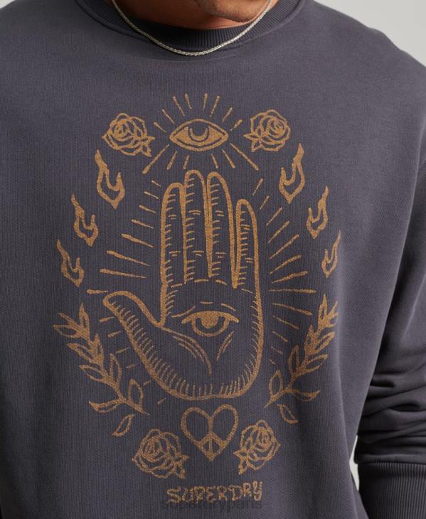 Superdry Hommes sweat psych rock crew D64Z5111 vêtements gris foncé