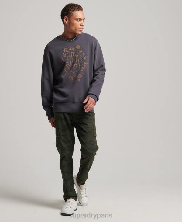 Superdry Hommes sweat psych rock crew D64Z5111 vêtements gris foncé