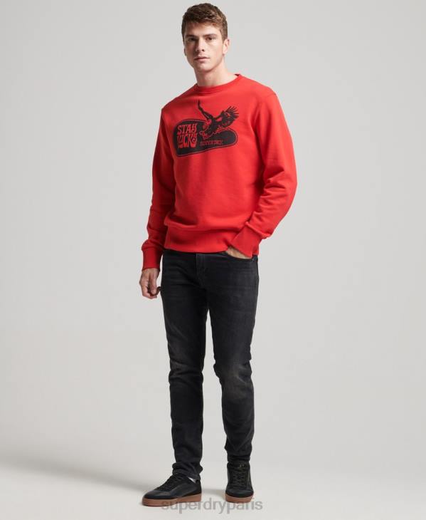 Superdry Hommes sweat psych rock crew D64Z667 vêtements rouge