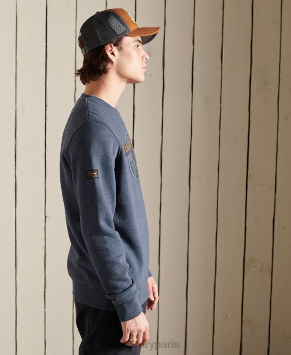 Superdry Hommes sweat ras du cou Heritage Mountain D64Z846 vêtements marine