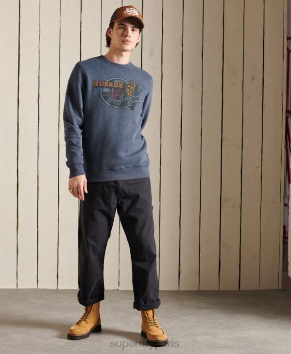 Superdry Hommes sweat ras du cou Heritage Mountain D64Z846 vêtements marine