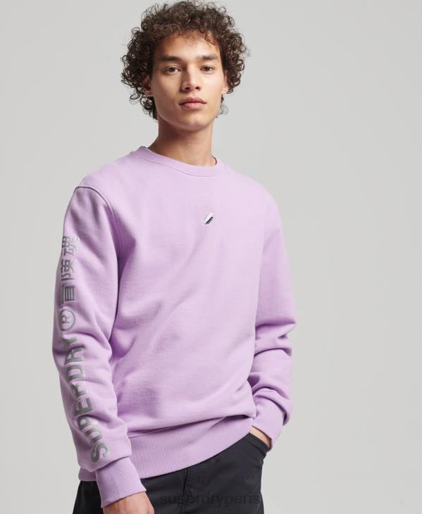 Superdry Hommes sweat ras du cou ample code linear D64Z3459 vêtements violet