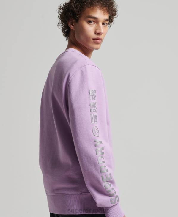Superdry Hommes sweat ras du cou ample code linear D64Z3459 vêtements violet