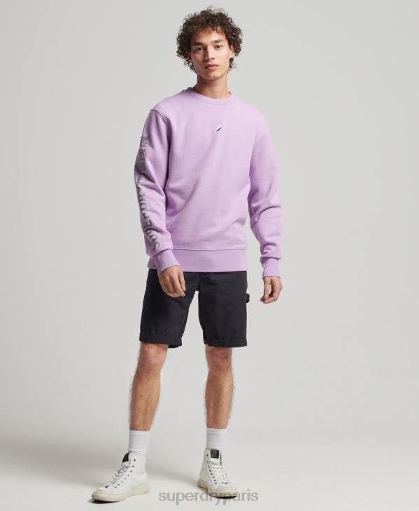 Superdry Hommes sweat ras du cou ample code linear D64Z3459 vêtements violet