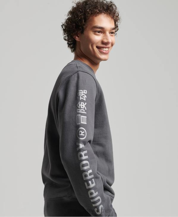 Superdry Hommes sweat ras du cou ample code linear D64Z5125 vêtements gris foncé