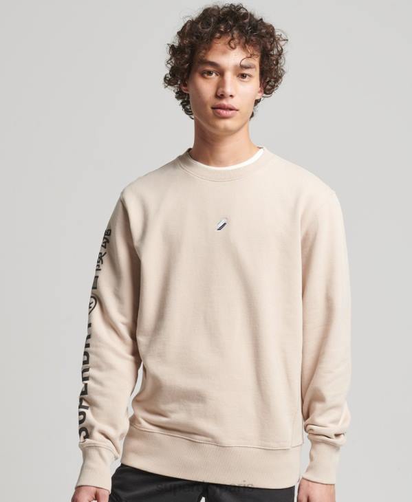 Superdry Hommes sweat ras du cou ample code linear D64Z5909 vêtements beige