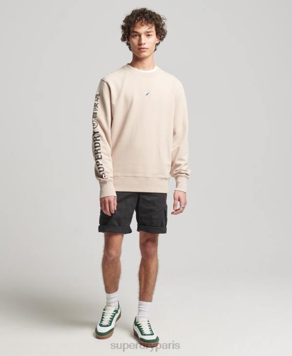 Superdry Hommes sweat ras du cou ample code linear D64Z5909 vêtements beige