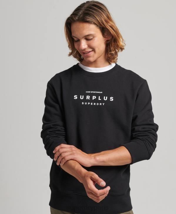 Superdry Hommes sweat ras du cou ample graphique surplus D64Z819 vêtements noir
