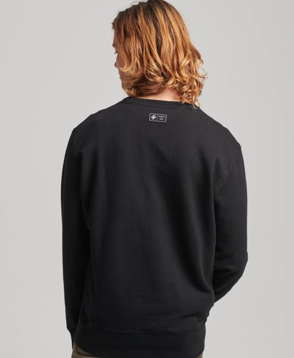 Superdry Hommes sweat ras du cou ample graphique surplus D64Z819 vêtements noir
