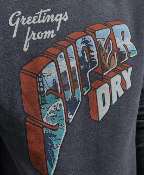Superdry Hommes sweat ras du cou avec autocollant de voyage D64Z510 vêtements marine