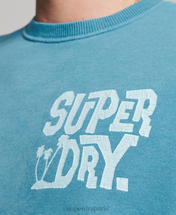 Superdry Hommes sweat ras du cou avec autocollant de voyage D64Z589 vêtements bleu