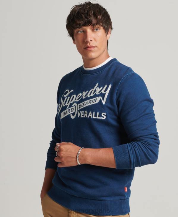 Superdry Hommes sweat ras du cou avec enseigne murale D64Z5198 vêtements bleu