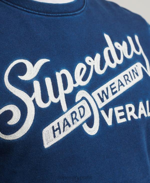 Superdry Hommes sweat ras du cou avec enseigne murale D64Z5198 vêtements bleu