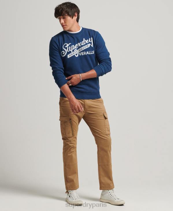 Superdry Hommes sweat ras du cou avec enseigne murale D64Z5198 vêtements bleu