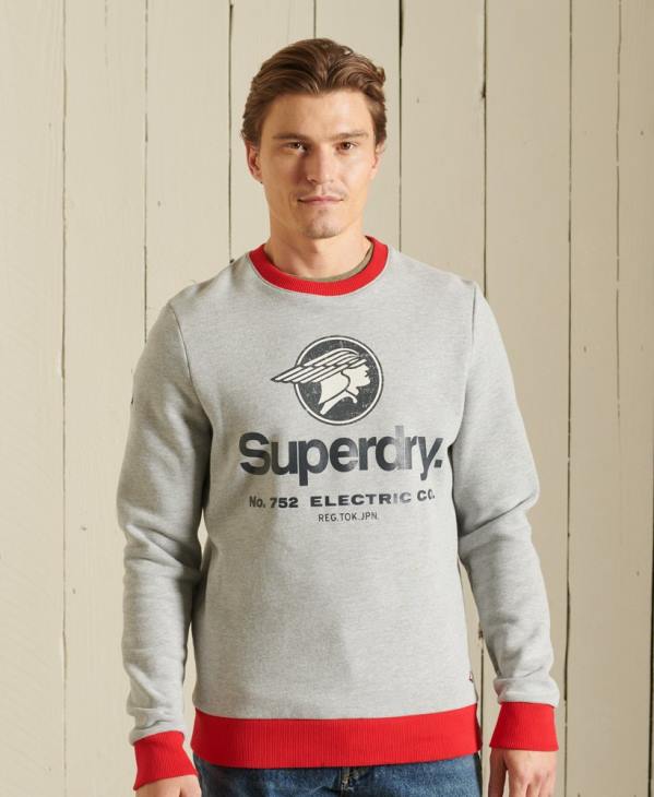 Superdry Hommes sweat ras du cou avec logo american classic ringer D64Z5232 vêtements gris