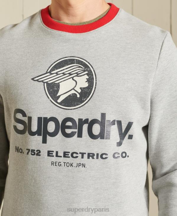 Superdry Hommes sweat ras du cou avec logo american classic ringer D64Z5232 vêtements gris