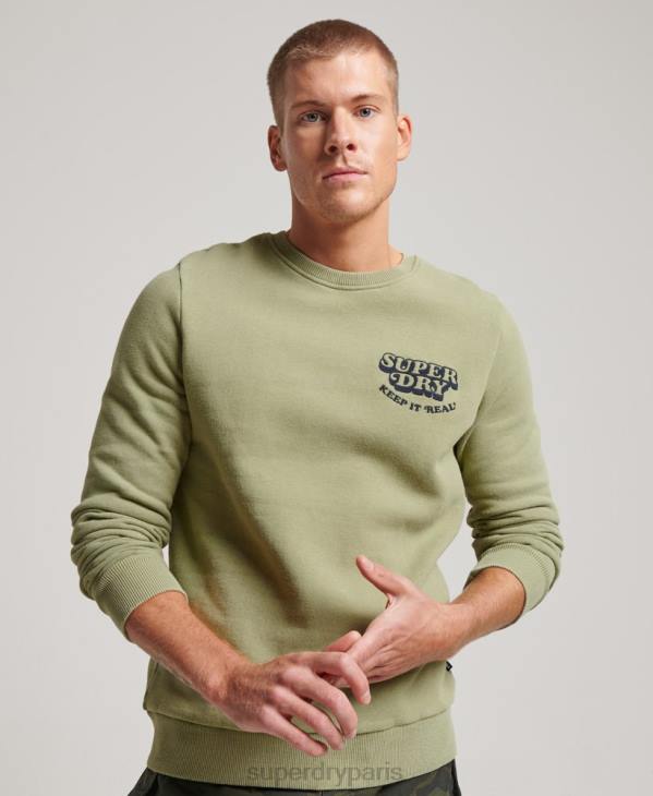 Superdry Hommes sweat ras du cou classique cooper vintage D64Z736 vêtements vert