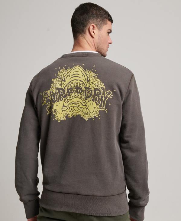 Superdry Hommes sweat ras du cou créatures D64Z565 vêtements gris foncé