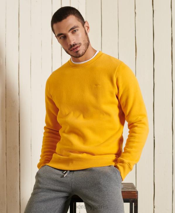 Superdry Hommes sweat ras du cou en coton bio à logo vintage D64Z5046 vêtements jaune