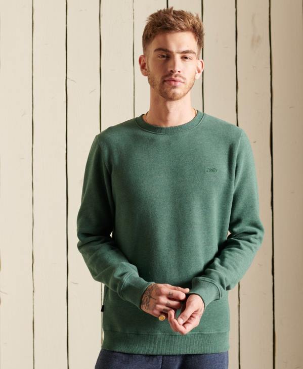 Superdry Hommes sweat ras du cou en coton bio à logo vintage D64Z5187 vêtements vert