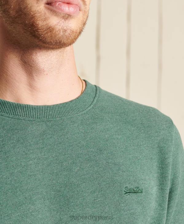 Superdry Hommes sweat ras du cou en coton bio à logo vintage D64Z5187 vêtements vert