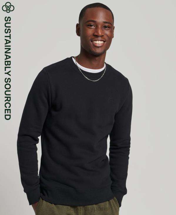 Superdry Hommes sweat ras du cou en coton bio à logo vintage D64Z527 vêtements noir