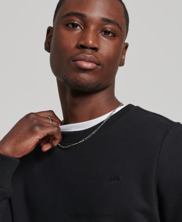 Superdry Hommes sweat ras du cou en coton bio à logo vintage D64Z527 vêtements noir
