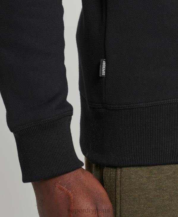 Superdry Hommes sweat ras du cou en coton bio à logo vintage D64Z527 vêtements noir