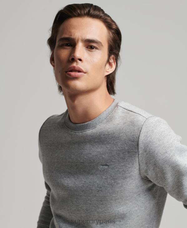 Superdry Hommes sweat ras du cou en coton bio à logo vintage D64Z528 vêtements gris