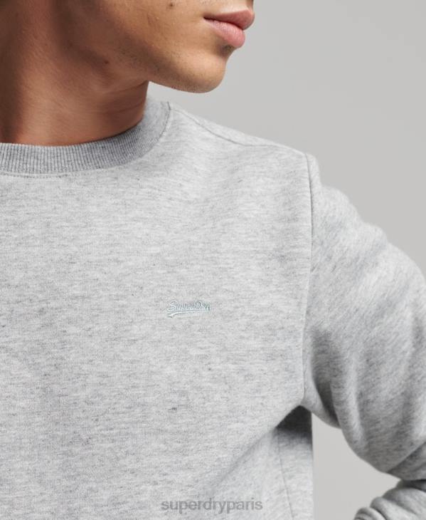 Superdry Hommes sweat ras du cou en coton bio à logo vintage D64Z528 vêtements gris