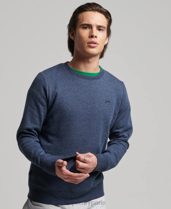 Superdry Hommes sweat ras du cou en coton bio à logo vintage D64Z646 vêtements marine
